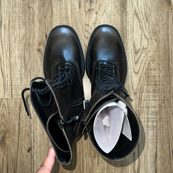 NEW! Zara Brown Distressed Laced Lug Sole Ankle Boots - Picture 8 of 10